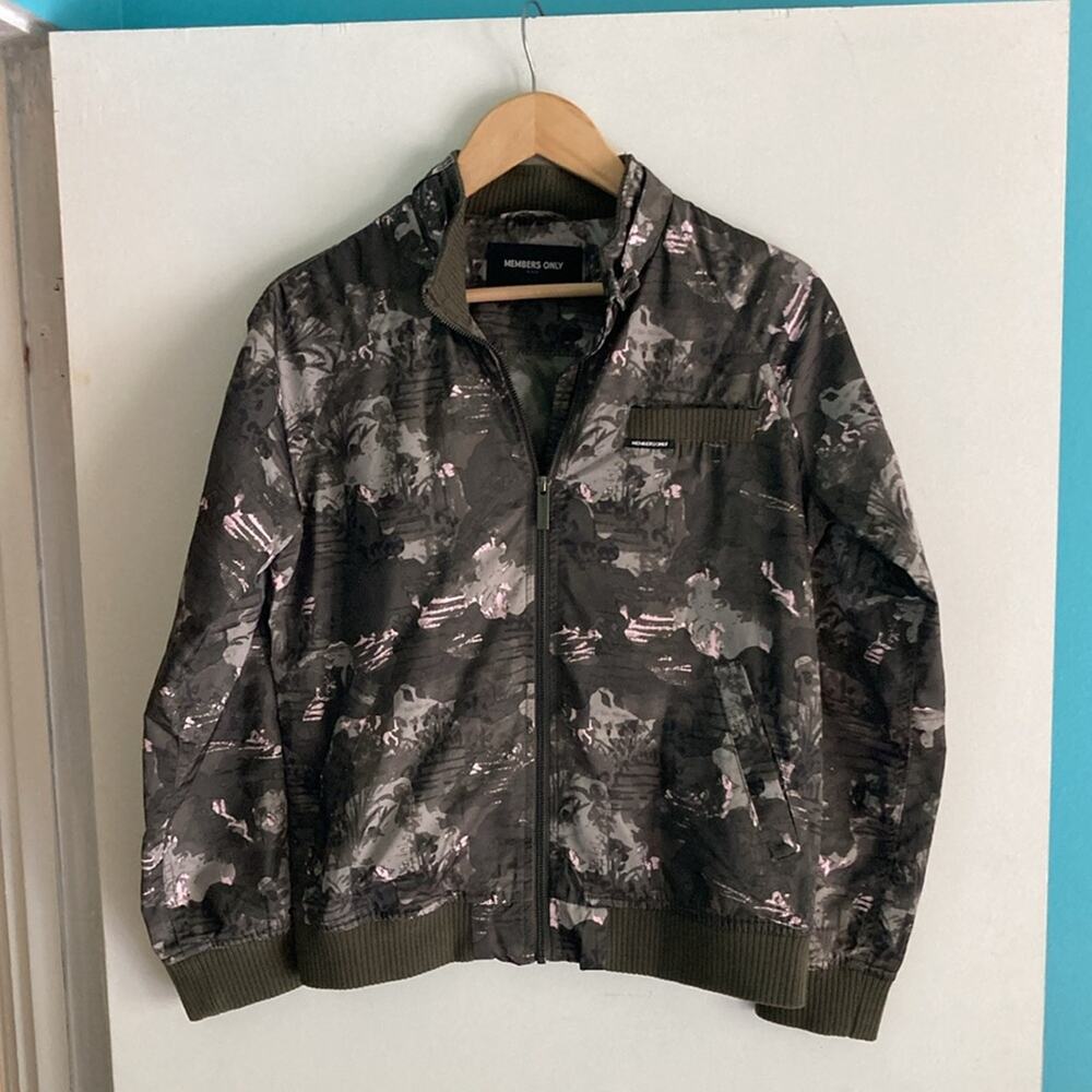 Members Only Olive Green Camo Zip Up Jacket Women’s Size S